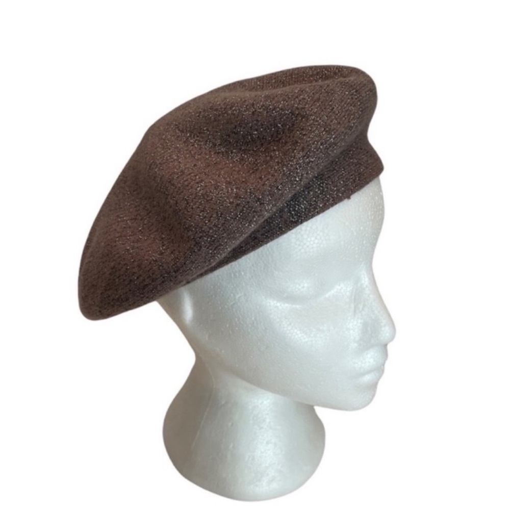 Magid Hats wool blend taupe sparkle knit beret winter hat cold weather Parisian